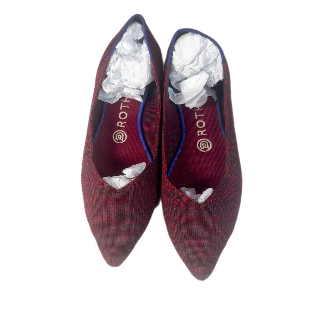 Pointed Toe Rothy’s Flats W7.5 Red Knit Sustainable Slip On - Picture 7 of 10